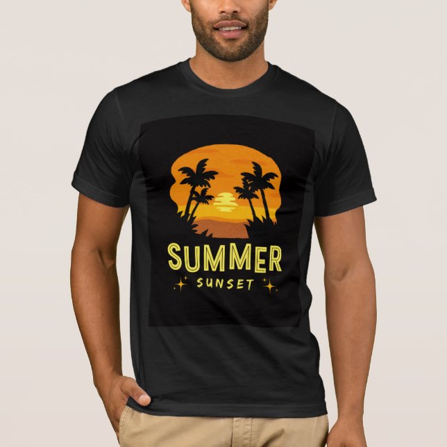 Camiseta negra de puesta de sol de verano | Estéti (Anverso)