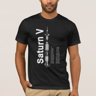 Camiseta negra de Rocket de la luna de SaturnV
