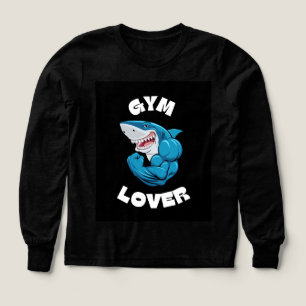 Camiseta negra de tiburón de manga completa