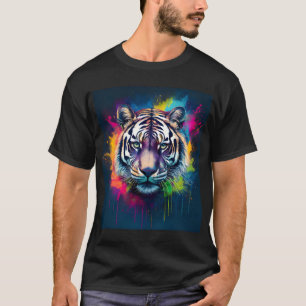 Camiseta negra de tigre vibrante con salpicaduras