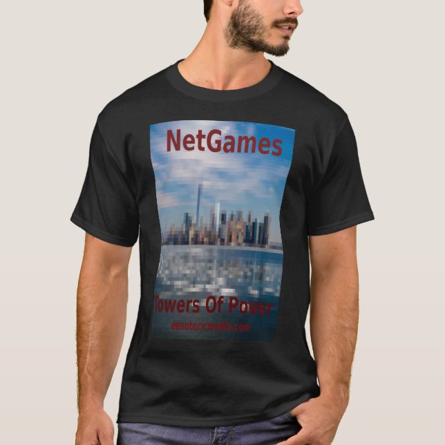 Camiseta negra de "Torres de poder" para hombres (Anverso)