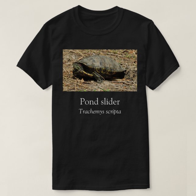 Camiseta negra de tortuga deslizante de estanqueid (Diseño del anverso)