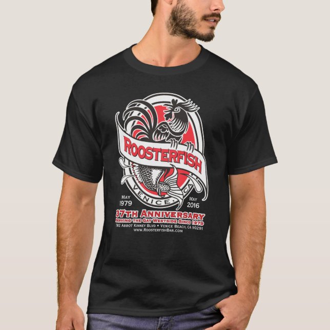 Camiseta negra del aniversario de los Roosterfish (Anverso)
