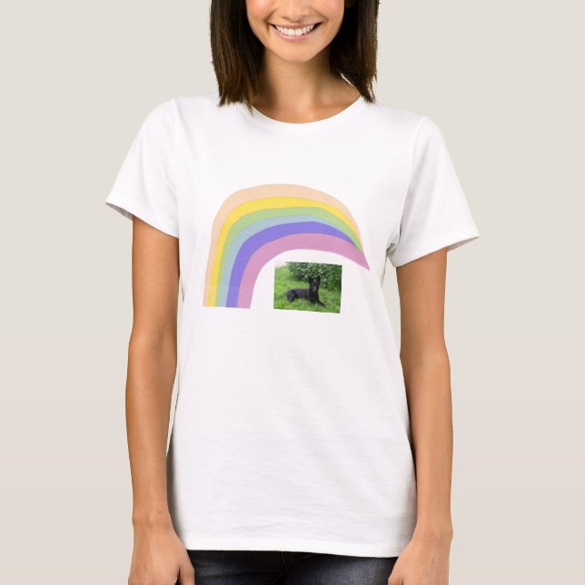 Camiseta negra del arco iris del pastor alemán (Anverso)