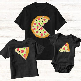 Camiseta negra del bebé del día del padre de Pizza