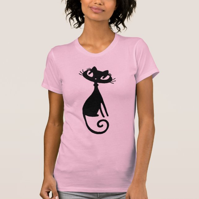 Camiseta negra del bebé del gatito (Anverso)