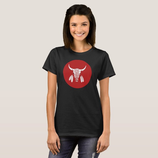 Camiseta negra del círculo del baile fantasma rojo (Anverso completo)