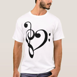 Camiseta (negra) del corazón de los Clefs agudos 
