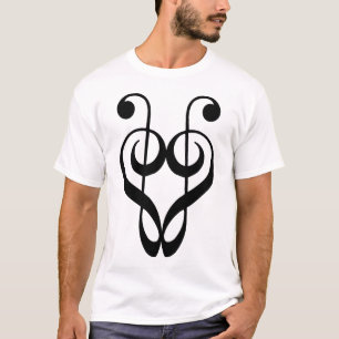 Camiseta (negra) del corazón del Clef agudo