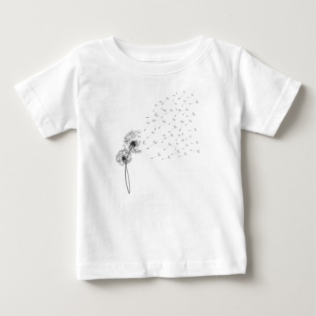 Camiseta negra del diente de león que sopla (Anverso)