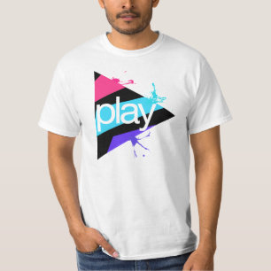 Camiseta negra del logotipo del botón de