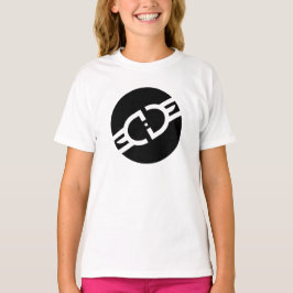 Camiseta negra del logotipo del círculo de