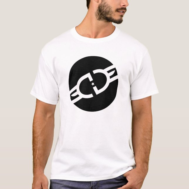 Camiseta negra del logotipo del círculo de (Anverso)