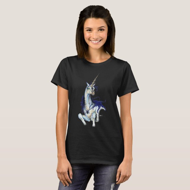 Camiseta negra del unicornio (Anverso completo)