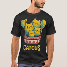 Camiseta negra divertida con Pun de Cactus de Gato