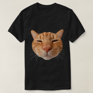 Camiseta negra divertida de gato naranja