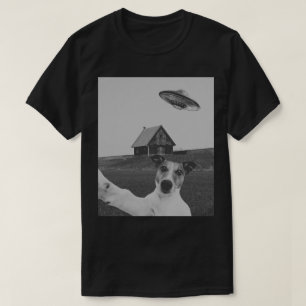 Camiseta negra divertida de perro selfie para aman