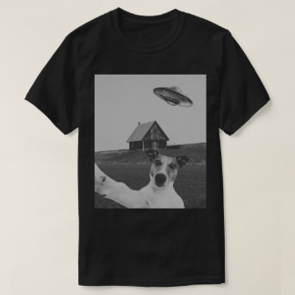 Camiseta negra divertida de perro selfie para aman
