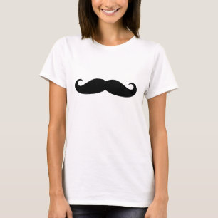 Camiseta negra divertida del bigote del manillar