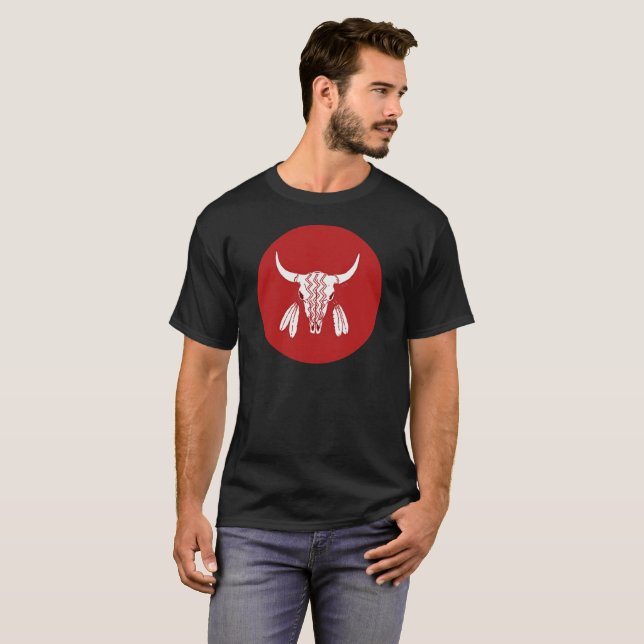 Camiseta negra en círculo de baile fantasma rojo (Anverso completo)