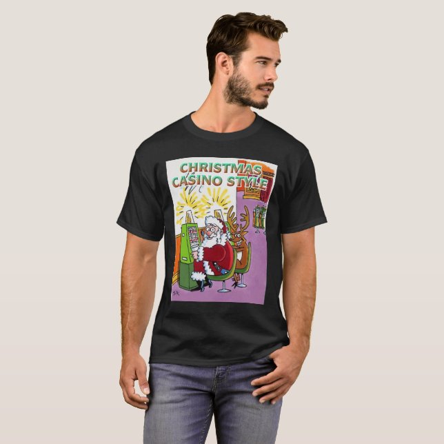 Camiseta negra estilo Casino navidades (Anverso completo)