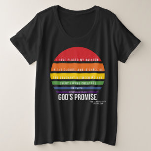 Camiseta negra femenina más círculo arco iris 