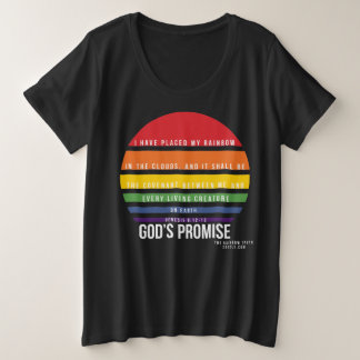 Camiseta negra femenina más círculo arco iris 