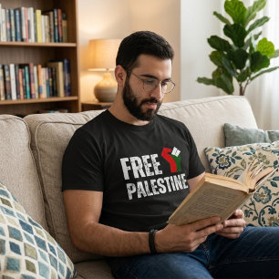 Camiseta negra FREE PALESTINE para hombre