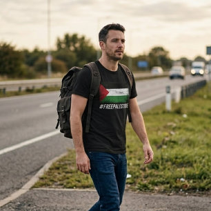 Camiseta negra FREE PALESTINE para hombre