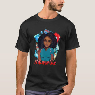 Camiseta Negra Fuerte Enfermera Vida Afro Amor Melanina Afr