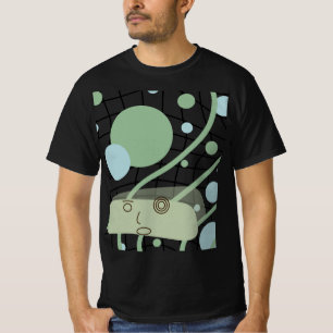 Camiseta negra gráfica de arte de robot retro lind
