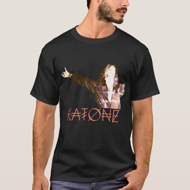 Camiseta negra gráfica de hombres y mujeres de KAT (Anverso)