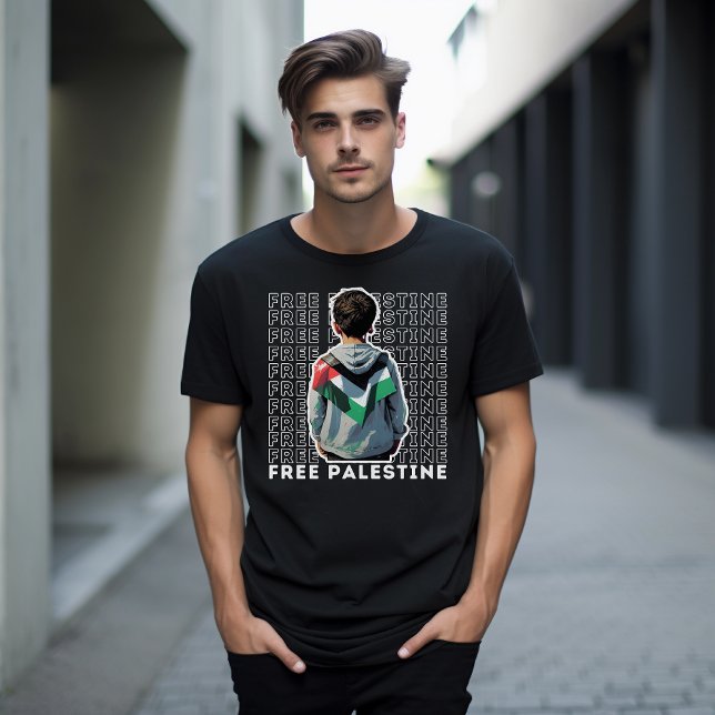 Camiseta negra GRATIS de PALESTINA para hombre (FREE PALESTINE black t-shirt for man)