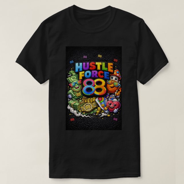 Camiseta negra Hustle Force 88 (Diseño del anverso)
