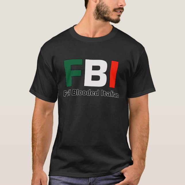 Camiseta negra italiana llena del FBI Blooded (Anverso)
