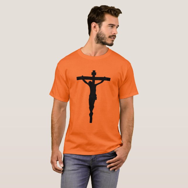 Camiseta negra Jesús católico cristiano del (Anverso completo)