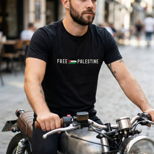Camiseta negra 'LIBERAR PALESTINA' para hombre
