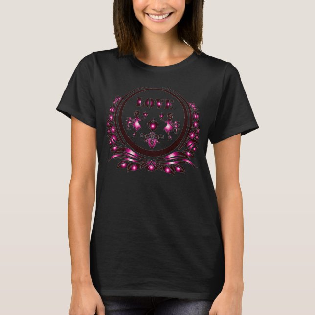 Camiseta Negra Mujer Corazón Amante (Anverso)