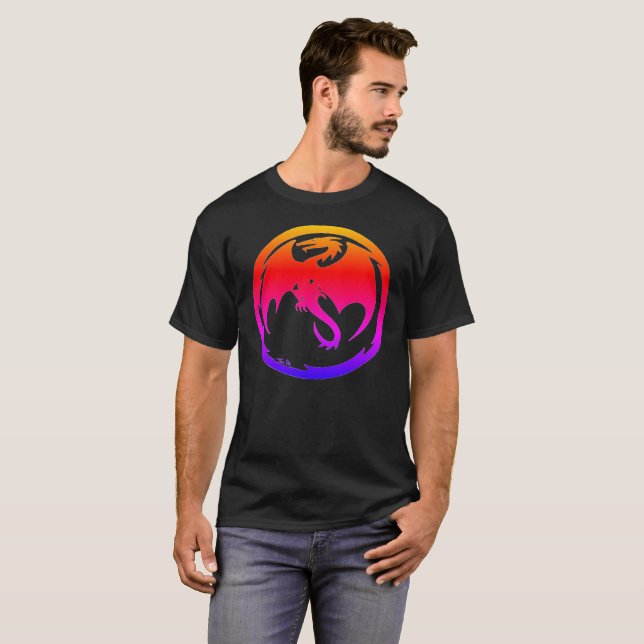Camiseta negra Neon Dragon (Anverso completo)