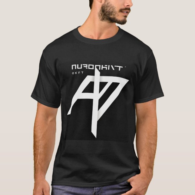Camiseta negra NURONKIT - Borde futurista con negr (Anverso)