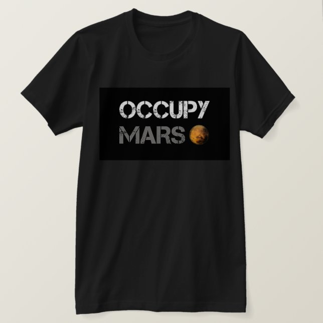 Camiseta negra Occupy Mars (Anverso del diseño)
