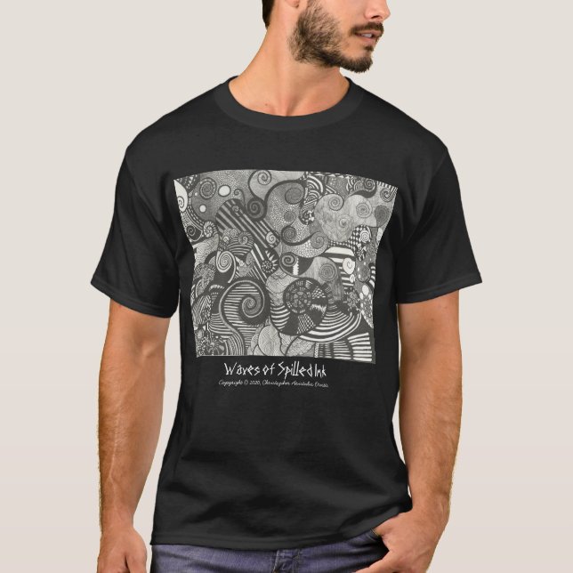 Camiseta (negra) - Olas de tinta derramada (Anverso)
