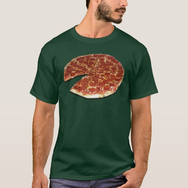 Camiseta negra/oscura adaptable de la pizza (Anverso)