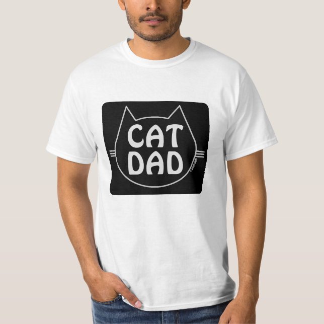 Camiseta negra para amantes de gatos CAT DAD (Anverso)