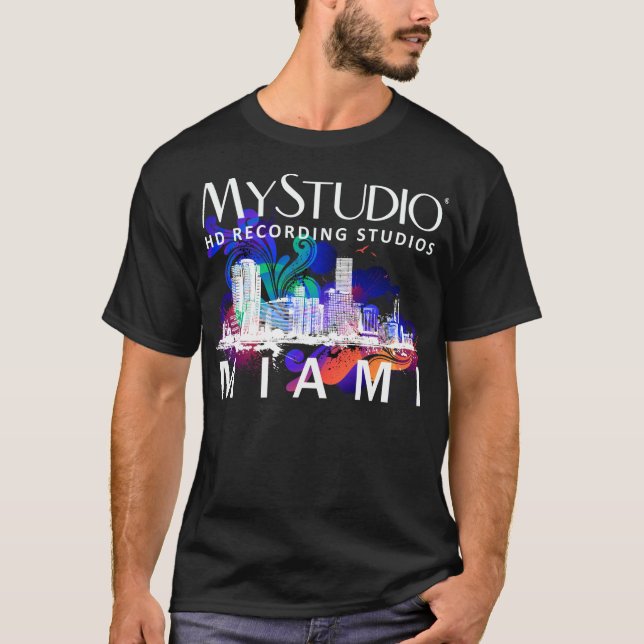 Camiseta negra para hombre de Miami (Anverso)