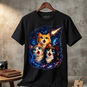 Camiseta negra para hombres Kittens Shooting Star 