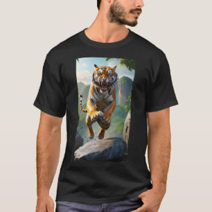 Camiseta negra para hombres Tigre Feroz