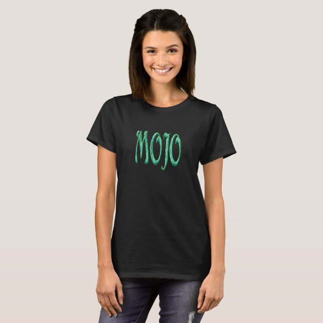 Camiseta negra para mujeres de mojo (Anverso completo)