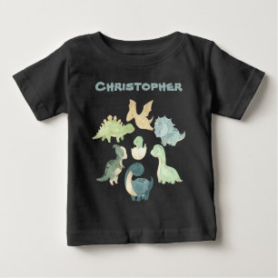 Camiseta negra personalizada para bebé de dinosaur