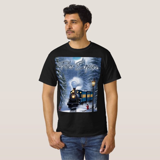 Camiseta negra Polar Express para hombres - Tee gr (Anverso completo)